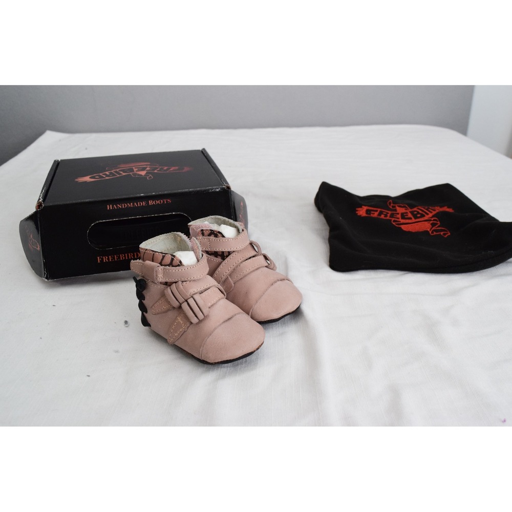 Freebird Baby Crue Size 0 Pink Multi Leather Lace Up Boots Kids Infant Newborn